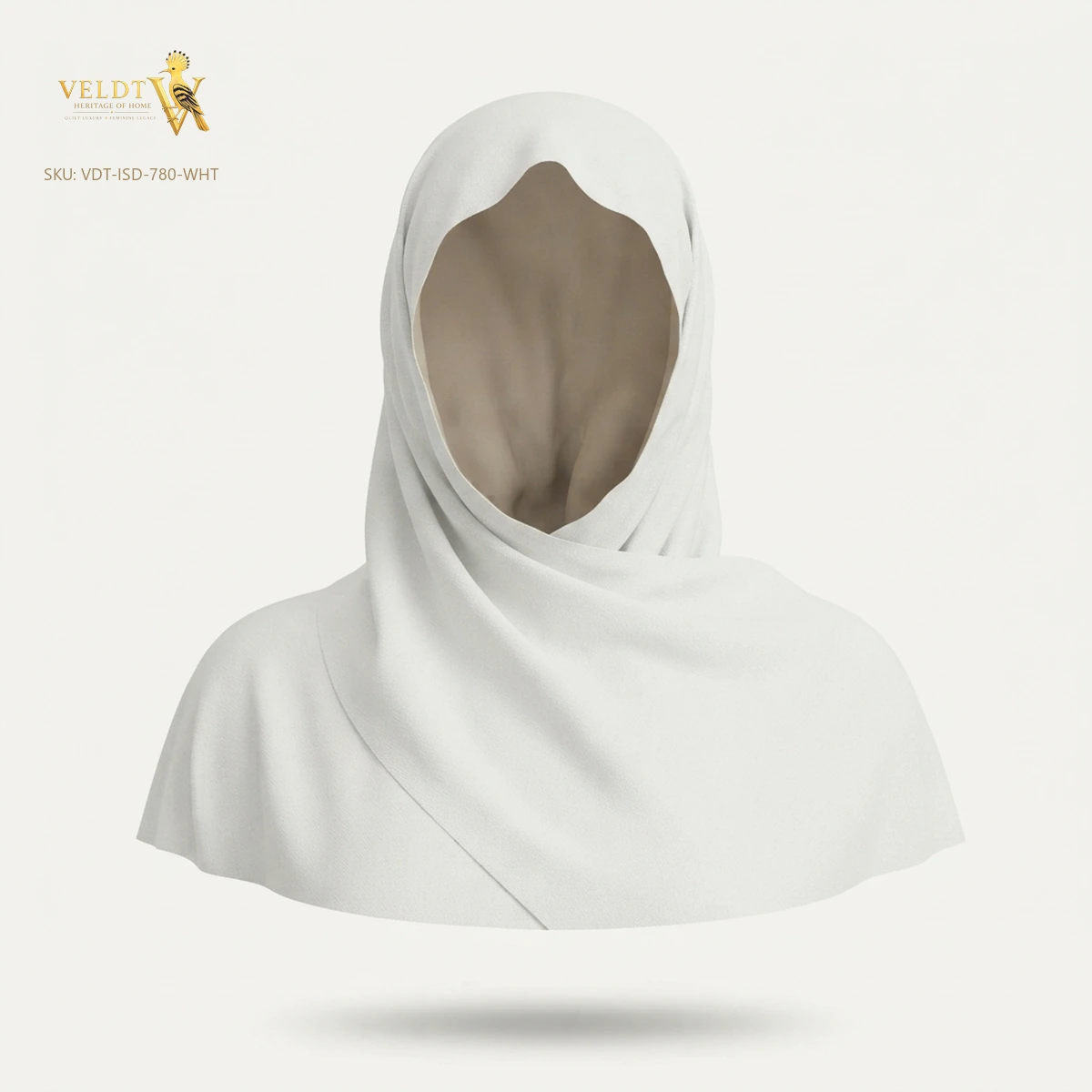 إسدال نقاء - أبيض ناصع ملكي - تفاصيل غطاء الرأس وتجويف الوجه